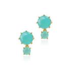 Fashion Simple Plated Gold Geometric Round Green Cubic Zirconia Stud Earrings Golden - One Size