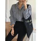 Pocket-front Round-hem Stripe Shirt
