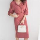 Band-waist Midi Shirtdress