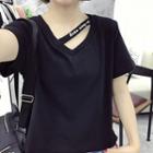 Strap Detail V-neck Short-sleeve T-shirt