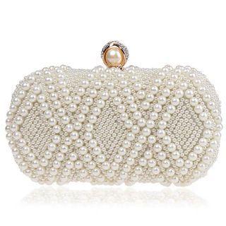 Faux Pearl Evening Clutch White - One Size