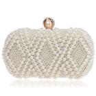 Faux Pearl Evening Clutch White - One Size