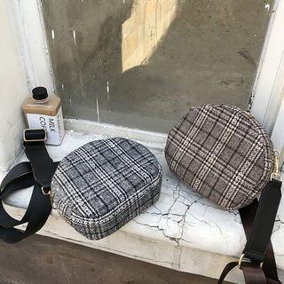 Plaid Mini Crossbody Circle Bag