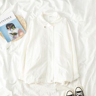 Plain Loose-fit Coat White - One Size