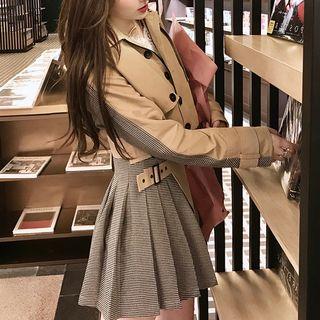 Set: Zip Trench Jacket + Pleated Skirt