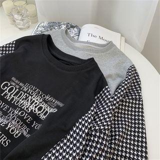 Houndstooth Paneled Sweatshirt