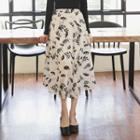 Printed Flare Midi Skirt