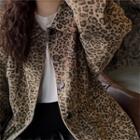 Single Breasted Leopard Printed Jacket Leopard - One Size