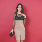 Inset Sheer Lace Top Sheath Dress