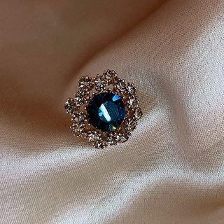 Rhinestone Brooch Blue Rhinestone - Silver - One Size