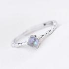 925 Sterling Silver Moonstone Open Ring Silver - One Size