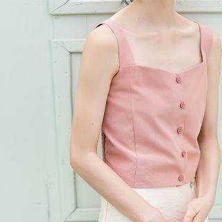 Wide-strap Buttoned Top