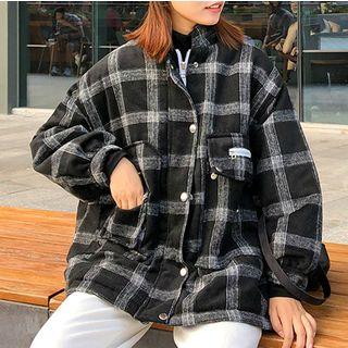 Plaid Snap-buttoned Jacket