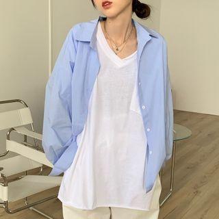 Oversize Shirt / Pocket Detail Short-sleeve T-shirt