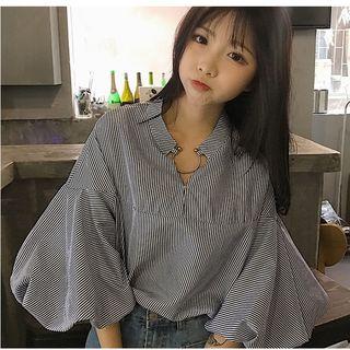 Hoop Detail Elbow Sleeve Blouse