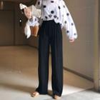 Set : Wave Point Long-sleeved Top + Wide Leg Pants