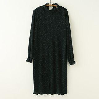 Long-sleeve Chiffon Midi Dress