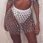 Rhinestone Perforated Mini Skirt