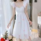 Sleeveless Square-neck Butterfly Mesh Dress