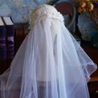 Wedding Faux Pearl Mesh Veil Veil - White - One Size