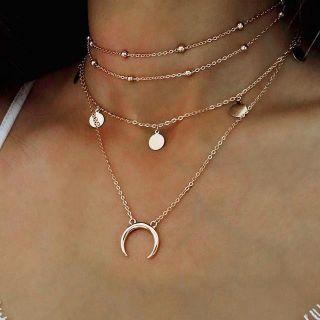 Beaded Moon Layered Necklace