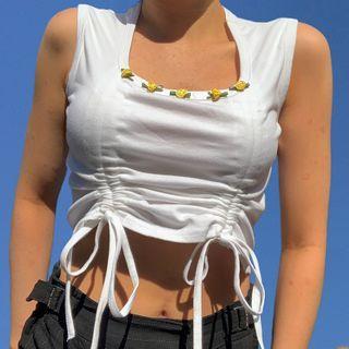Square Neck Side-drawcord Tank Top