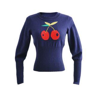 Cherry Jacquard Knit Top