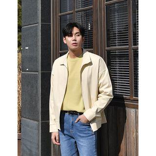 Kangaroo-pocket Zip-up Cotton Jacket