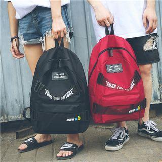 Lettering Strap Oxford Backpack