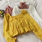 Square-neck Ruffled Crop Top In 6 Colors