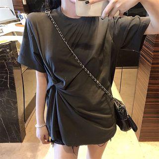 Short-sleeve Twisted Mini Dress