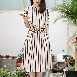 Striped Short-sleeved Dress