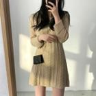 Long-sleeve Plain Cable Knit Dress