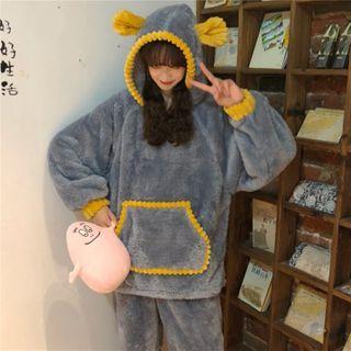 Fleece Hoodie Grayish Blue - One Size