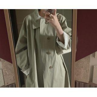 Raglan Hidden-button Long Coat