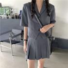 Short-sleeve Blazer / Pleated Skirt / Shirt / Camisole Top / Tie / Set