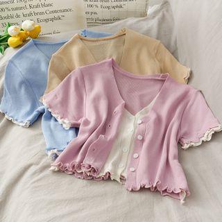 Mock Two-piece Crop Knit Top