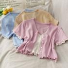 Mock Two-piece Crop Knit Top
