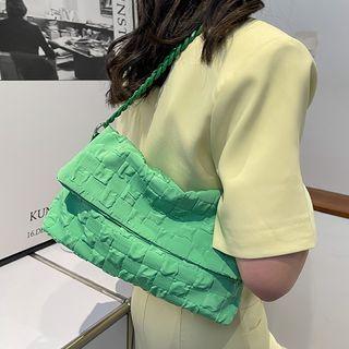 Chain Accent Textured Shoulder Bag
