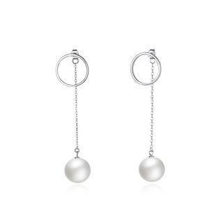 Elegant 925 Sterling Silver Fashion Pearl Earrings Silver - One Size