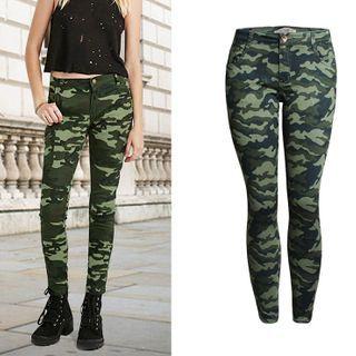 Camouflage Cropped Skinny Pants