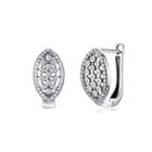 925 Sterling Silver Fashion Simple Leaf Earrings With Austrian Element Crystal Silver - One Size