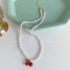 Faux Pearl Cherry Necklace Pearl White - One Size