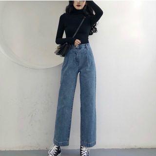 Set: Wide-leg Jeans + Turtleneck Top