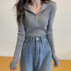 Long-sleeve Knitted Plain Sweater