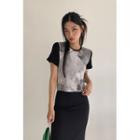 Printed-panel Cropped T-shirt