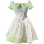 Puff Sleeve Bow Detail Corset Dress