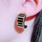Rhinestone Alloy Open Hoop Earring 1 Pair - Gold - One Size