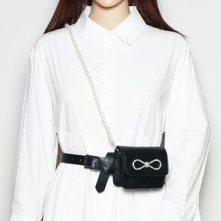 Faux Pearl Strap Belt Bag