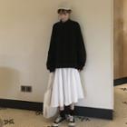 Set: Plain Pullover + A-line Midi Skirt